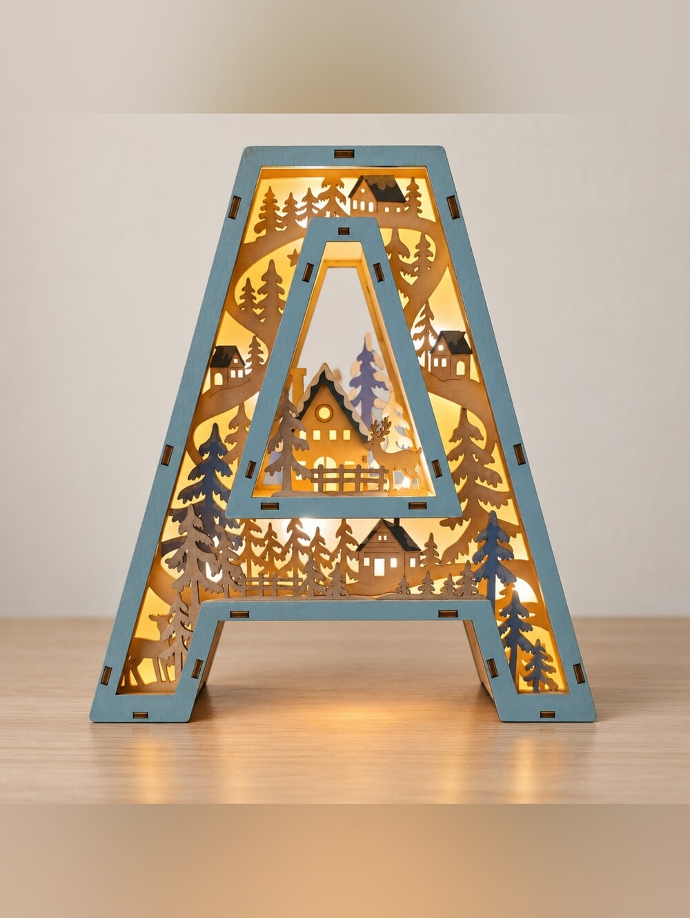 Blue Wooden Letter A LED Holiday Accent - Illuminated Home Decor